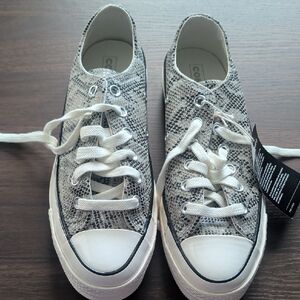 Converse Black and White Snakeskin Sneakers